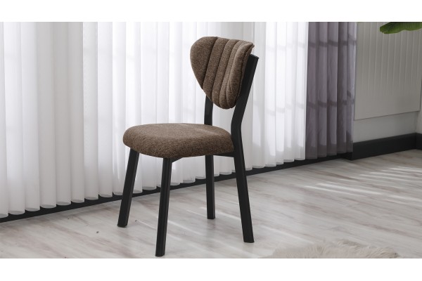 Elma Modeli Keten Sandalye Yemek Odası, Cafe, Restoran Ve Mutfak Sandalyesi Keten Kumaş kahve