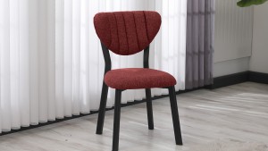 Elma Modeli Mutfak Masa Takımı 4 Sandalye Keten Kumaş Bordo  1 Masa Ceviz