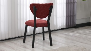 Elma Modeli Mutfak Masa Takımı 4 Sandalye Keten Kumaş Bordo  1 Masa Ceviz