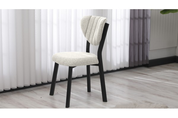Elma Modeli Keten Sandalye Yemek Odası Cafe Restoran Ve Mutfak Sandalyesi Keten Kumaş Krem