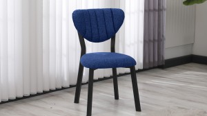 Elma Modeli Keten Sandalye Yemek Odası,Cafe,Restoran Ve Mutfak Sandalyesi Keten Kumaş Lacivert