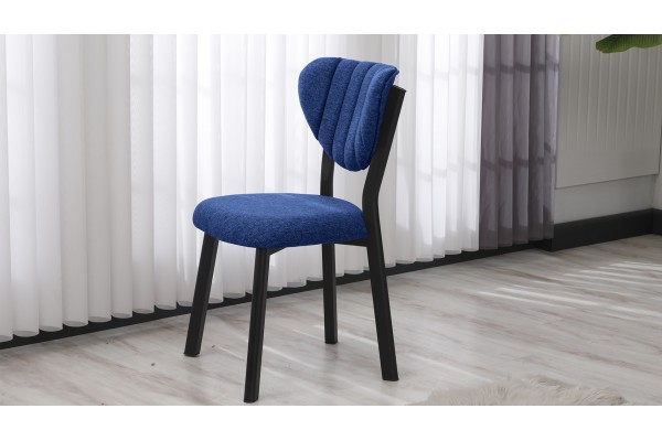 Elma Modeli Keten Sandalye Yemek Odası, Cafe, Restoran Ve Mutfak Sandalyesi Keten Kumaş Lacivert