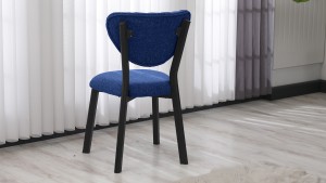 Elma Modeli Keten Sandalye Yemek Odası,Cafe,Restoran Ve Mutfak Sandalyesi Keten Kumaş Lacivert