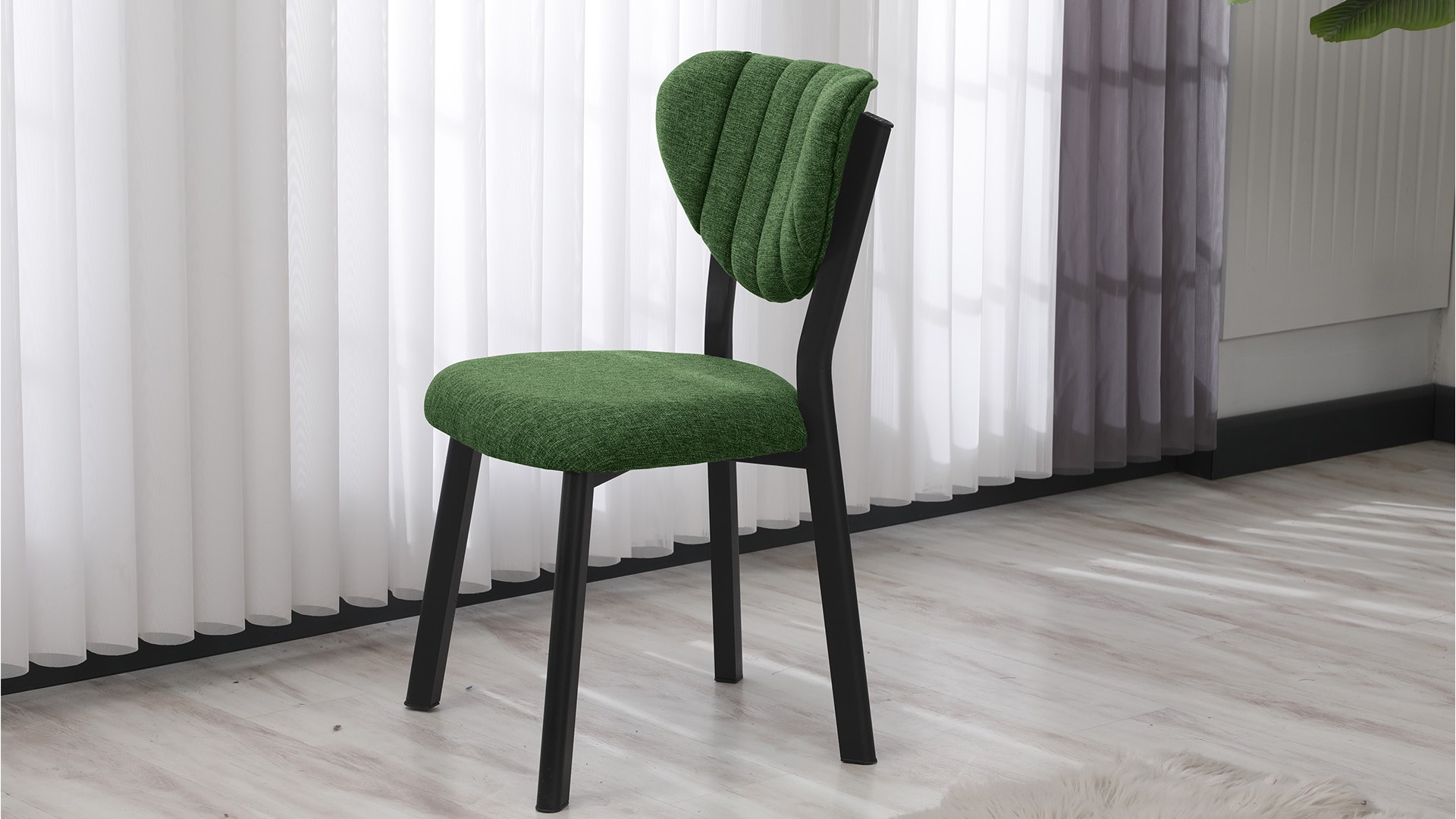 Elma Modeli Keten Sandalye Yemek Odası,Cafe,Restoran Ve Mutfak Sandalyesi Keten Kumaş Füme