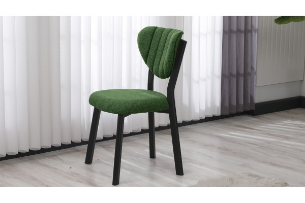Elma Modeli Keten Sandalye Yemek Odası, Cafe, Restoran Ve Mutfak Sandalyesi Keten Kumaş Yeşil