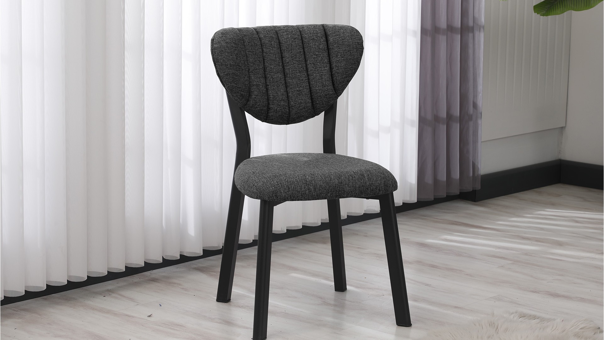 Elma Modeli Keten Sandalye Yemek Odası,Cafe,Restoran Ve Mutfak Sandalyesi Keten Kumaş Füme