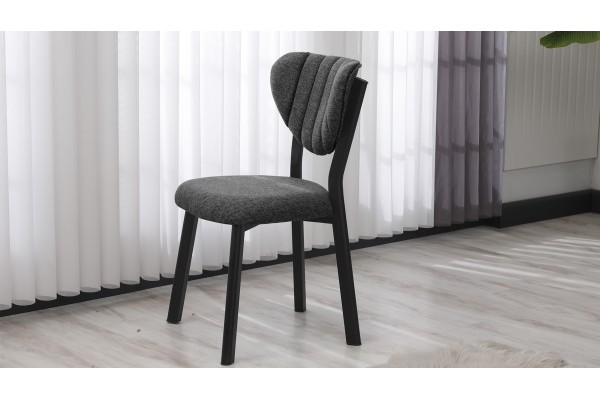 Elma Modeli Keten Sandalye Yemek Odası, Cafe, Restoran Ve Mutfak Sandalyesi Keten Kumaş Füme