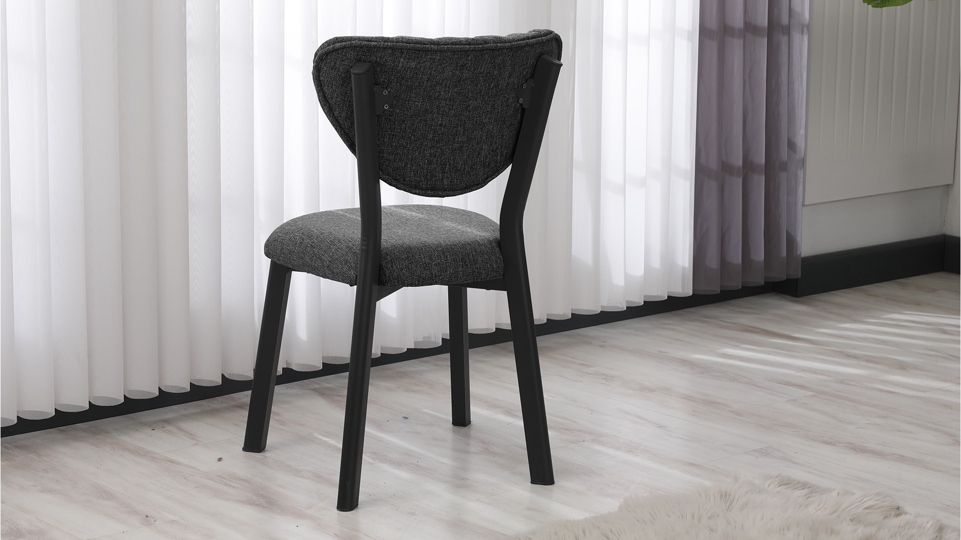 Elma Modeli Keten Sandalye Yemek Odası,Cafe,Restoran Ve Mutfak Sandalyesi Keten Kumaş Füme