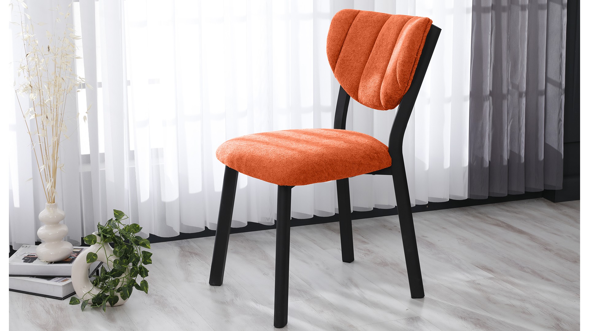 Elma Modeli Chester Yemek Odası,Cafe,Restoran Ve Mutfak Sandalyesi Teddy Kiremit