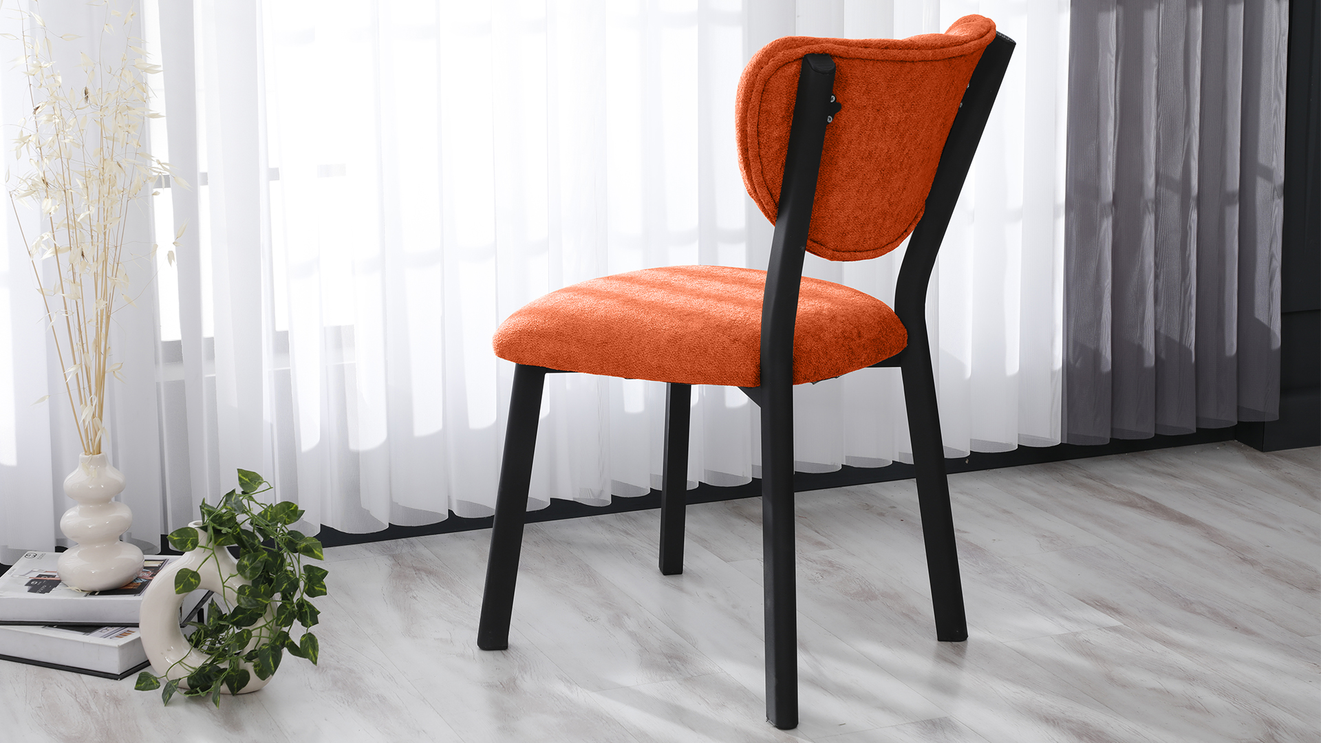 Elma Modeli Chester Yemek Odası,Cafe,Restoran Ve Mutfak Sandalyesi Teddy Kiremit