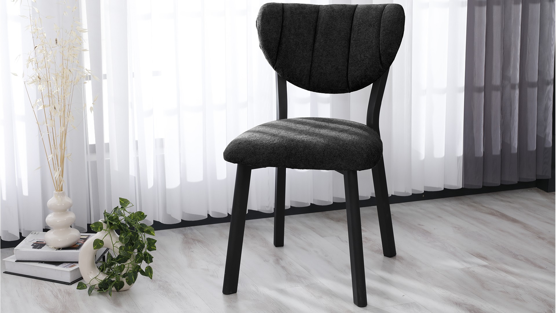 Elma Modeli Chester Yemek Odası,Cafe,Restoran Ve Mutfak Sandalyesi Teddy Siyah