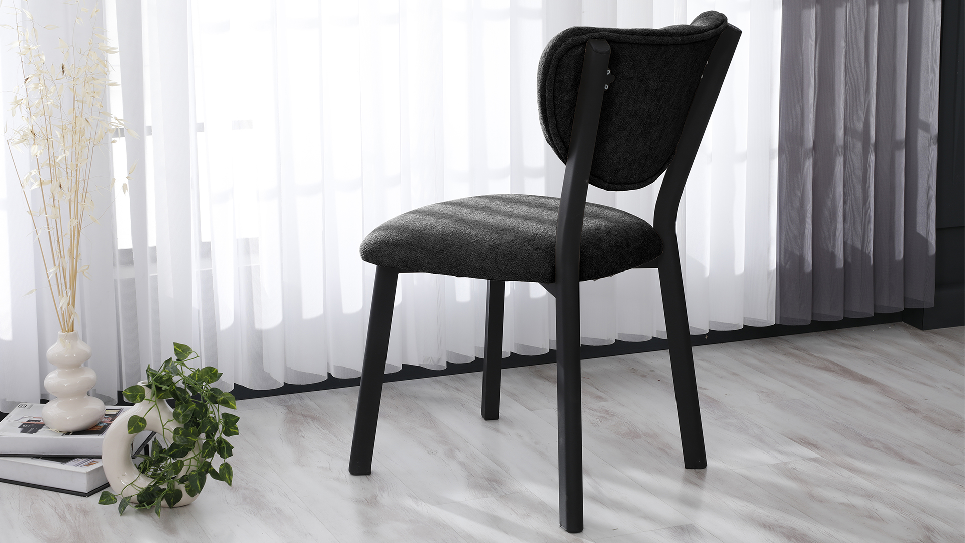 Elma Modeli Chester Yemek Odası,Cafe,Restoran Ve Mutfak Sandalyesi Teddy Siyah