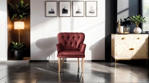 Paris Kollu Tekli Berjer Nubuk Kumaş Ahşap Ceviz Ayak Füme