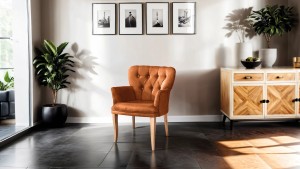 Paris Kollu Takım Nubuk Kumaş Ahşap Ceviz Ayak Kiremit