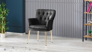 Paris Kollu Takım Nubuk Kumaş Ahşap Ceviz Ayak Füme