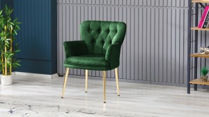 Paris Kollu Takım Nubuk Kumaş Ahşap Siyah Ayak Yeşil