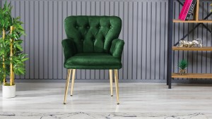 Paris Kollu Takım Nubuk Kumaş Ahşap Siyah Ayak Yeşil