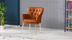 Paris Kollu Takım Nubuk Kumaş Ahşap Siyah Ayak Kiremit