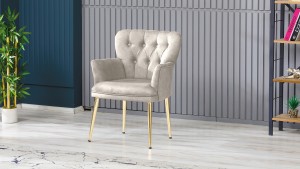 Paris Kollu Takım Nubuk Kumaş Ahşap Siyah Ayak Krem