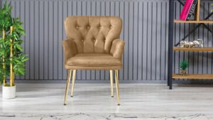 Paris Kollu Takım Nubuk Kumaş Ahşap Siyah Ayak Sütlü Kahve