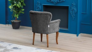 Paris Kollu Tekli Berjer Teddy Bukle Kumaş Ahşap Ceviz Ayak Füme