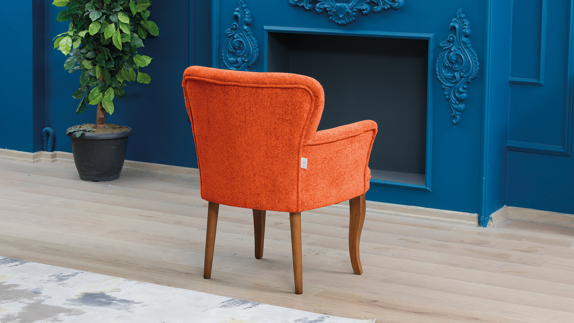 Paris Kollu Tekli Berjer Teddy Bukle Kumaş Ahşap Ceviz Ayak Kiremit