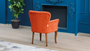 Paris Kollu Tekli Berjer Teddy Bukle Kumaş Ahşap Ceviz Ayak Kiremit