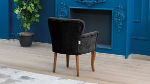 Paris Kollu Tekli Berjer Teddy Bukle Kumaş Ahşap Ceviz Ayak Siyah