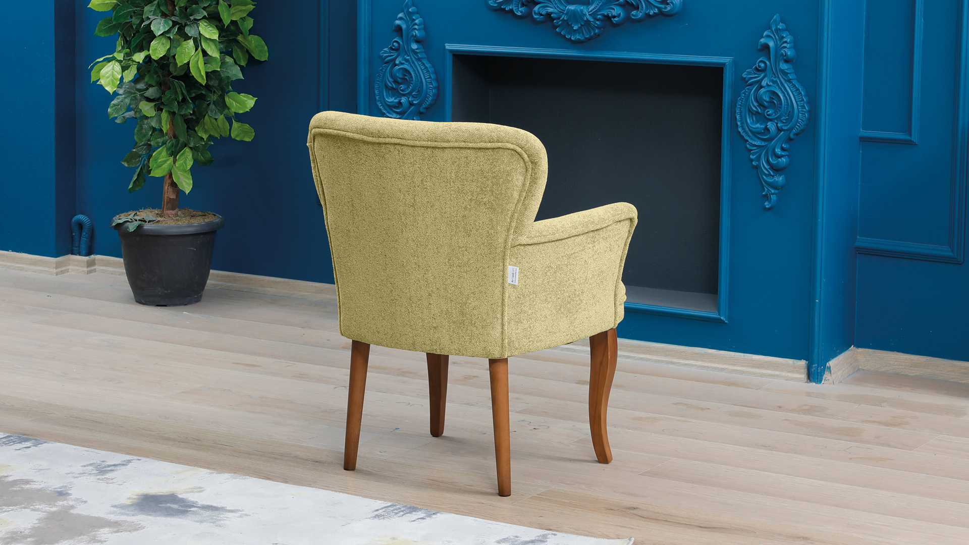 Paris Kollu Tekli Berjer Teddy Bukle Kumaş Ahşap Ceviz Ayak Sütlü Kahve