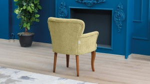 Paris Kollu Tekli Berjer Teddy Bukle Kumaş Ahşap Ceviz Ayak Sütlü Kahve