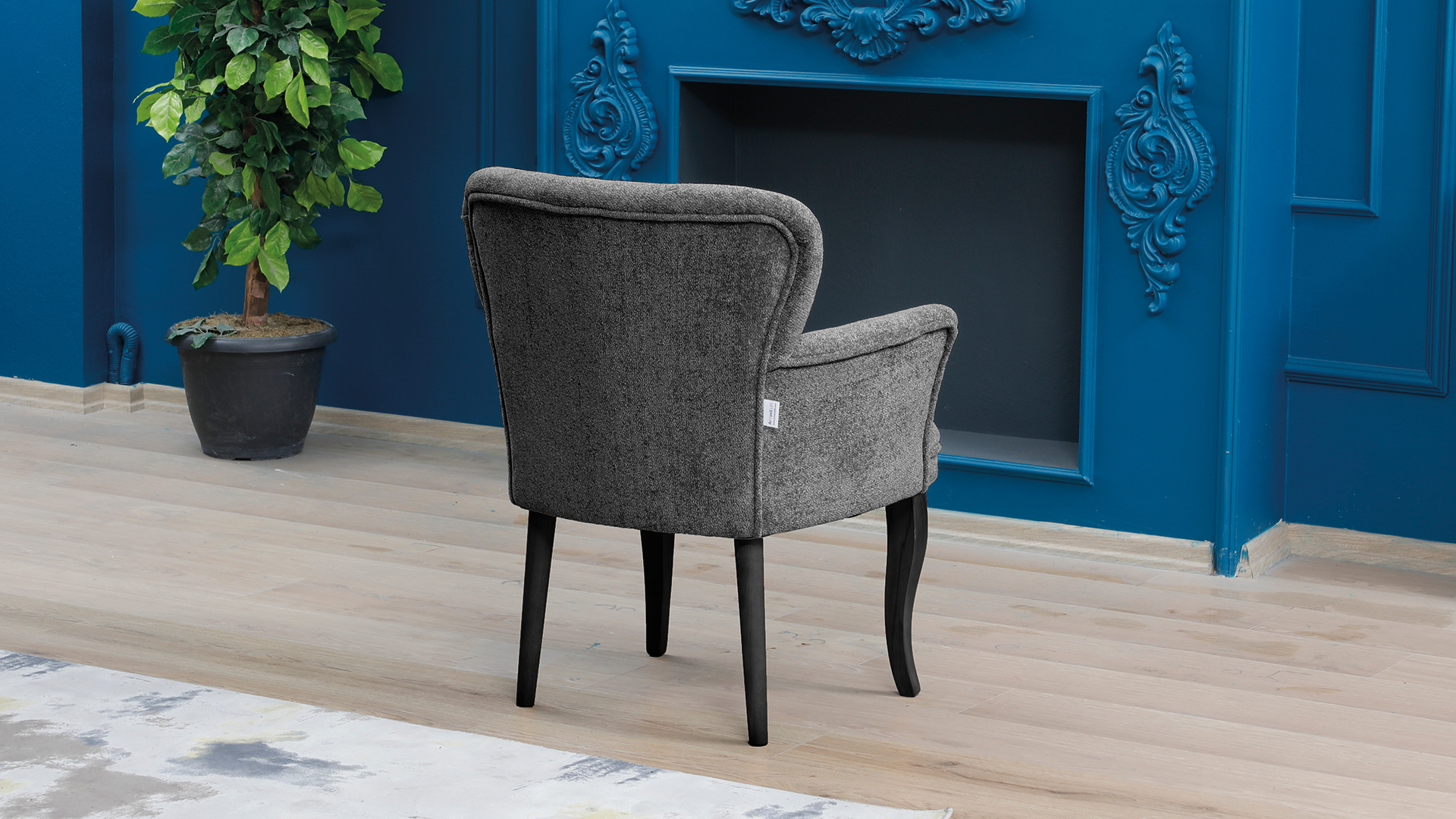 Paris Kollu Tekli Berjer Teddy Bukle Kumaş Ahşap Ceviz Ayak Füme