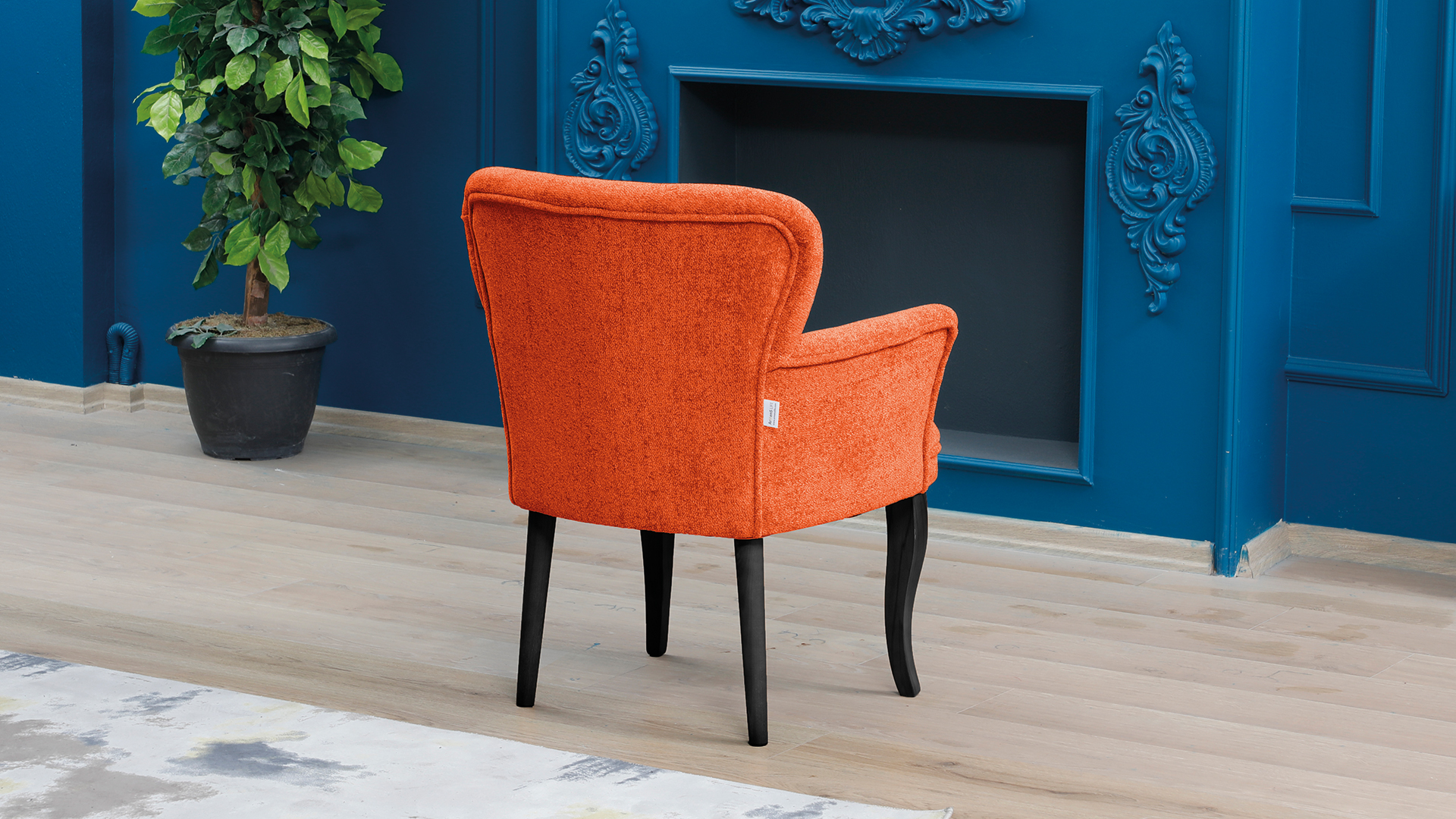 Paris Kollu Tekli Berjer Teddy Bukle Kumaş Ahşap Siyah Ayak Kiremit