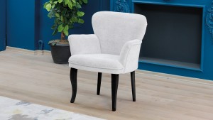 Paris Kollu Tekli Berjer Teddy Bukle Kumaş Ahşap Siyah Ayak Krem