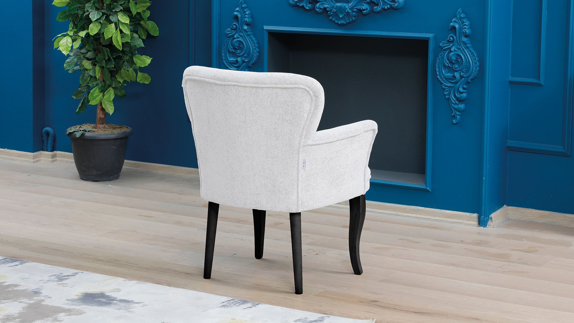 Paris Kollu Tekli Berjer Teddy Bukle Kumaş Ahşap Siyah Ayak Krem