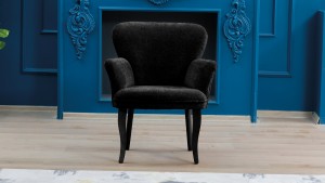 Paris Kollu Tekli Berjer Teddy Bukle Kumaş Ahşap Siyah Ayak Siyah