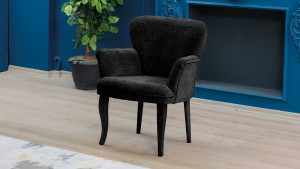 Paris Kollu Tekli Berjer Teddy Bukle Kumaş Ahşap Siyah Ayak Siyah