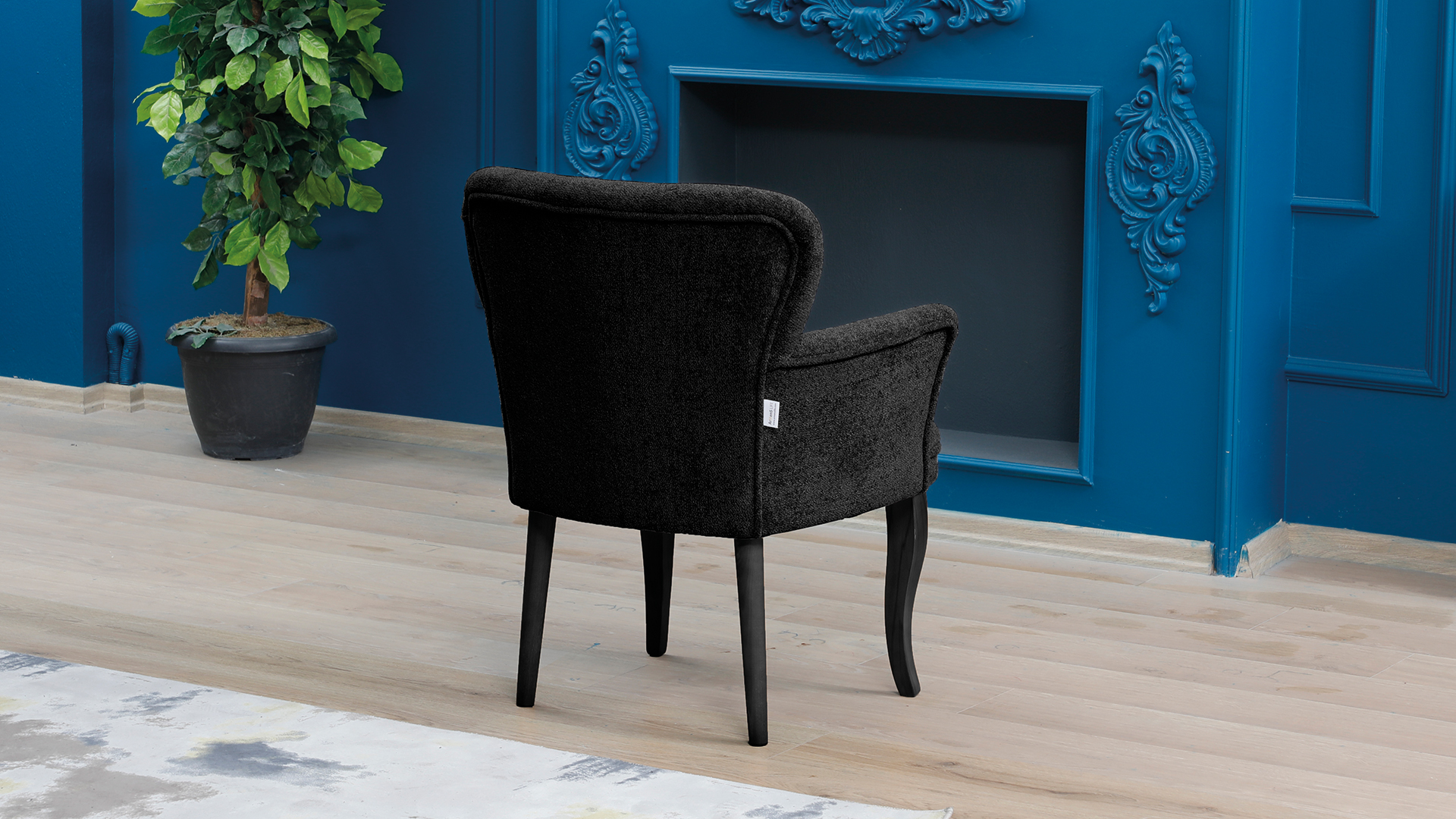 Paris Kollu Tekli Berjer Teddy Bukle Kumaş Ahşap Siyah Ayak Siyah