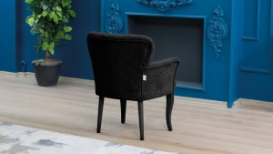 Paris Kollu Tekli Berjer Teddy Bukle Kumaş Ahşap Siyah Ayak Siyah