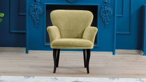 Paris Kollu Tekli Berjer Teddy Bukle Kumaş Ahşap Siyah Ayak Sütlü Kahve