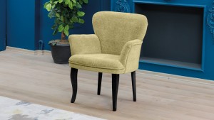 Paris Kollu Tekli Berjer Teddy Bukle Kumaş Ahşap Siyah Ayak Sütlü Kahve