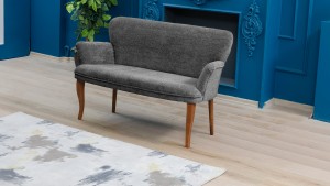 Paris Kollu Takım Teddy Bukle Kumaş Ahşap Ceviz Ayak Füme