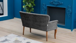 Paris Kollu Takım Teddy Bukle Kumaş Ahşap Ceviz Ayak Füme