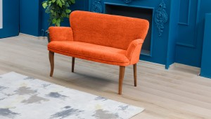 Paris Kollu Takım Nubuk Kumaş Ahşap Ceviz Ayak Kiremit