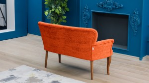 Paris Kollu Takım Nubuk Kumaş Ahşap Ceviz Ayak Kiremit