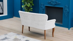 Paris Kollu Takım Nubuk Kumaş Ahşap Ahşap Ayak Krem