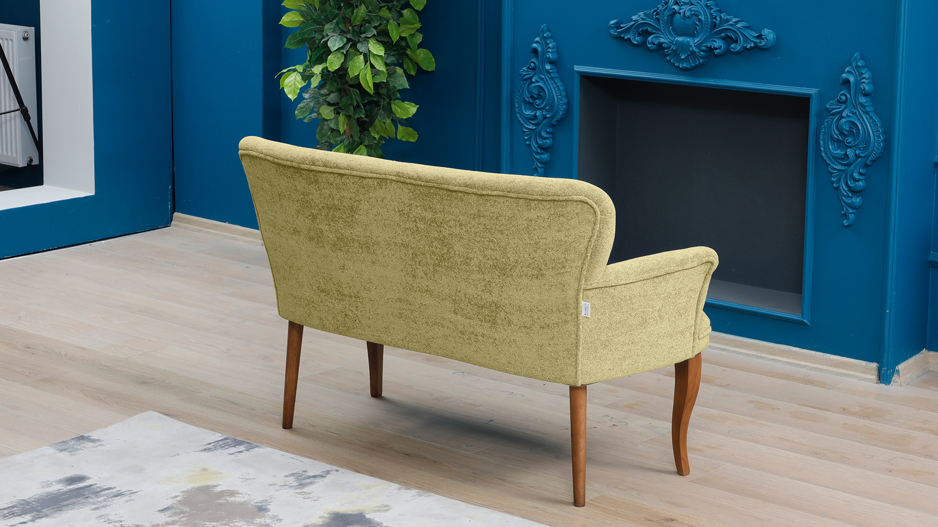 Paris Kollu Takım Nubuk Kumaş Ahşap Ceviz Ayak Sütlü Kahve