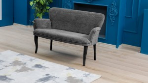 Paris Kollu İkili Koltuk Teddy Bukle Kumaş Ahşap Siyah Ayak Füme