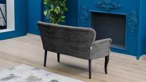 Paris Kollu İkili Koltuk Teddy Bukle Kumaş Ahşap Siyah Ayak Füme