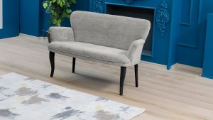 Paris Kollu İkili Koltuk Teddy Bukle Kumaş Ahşap Siyah Ayak Gri