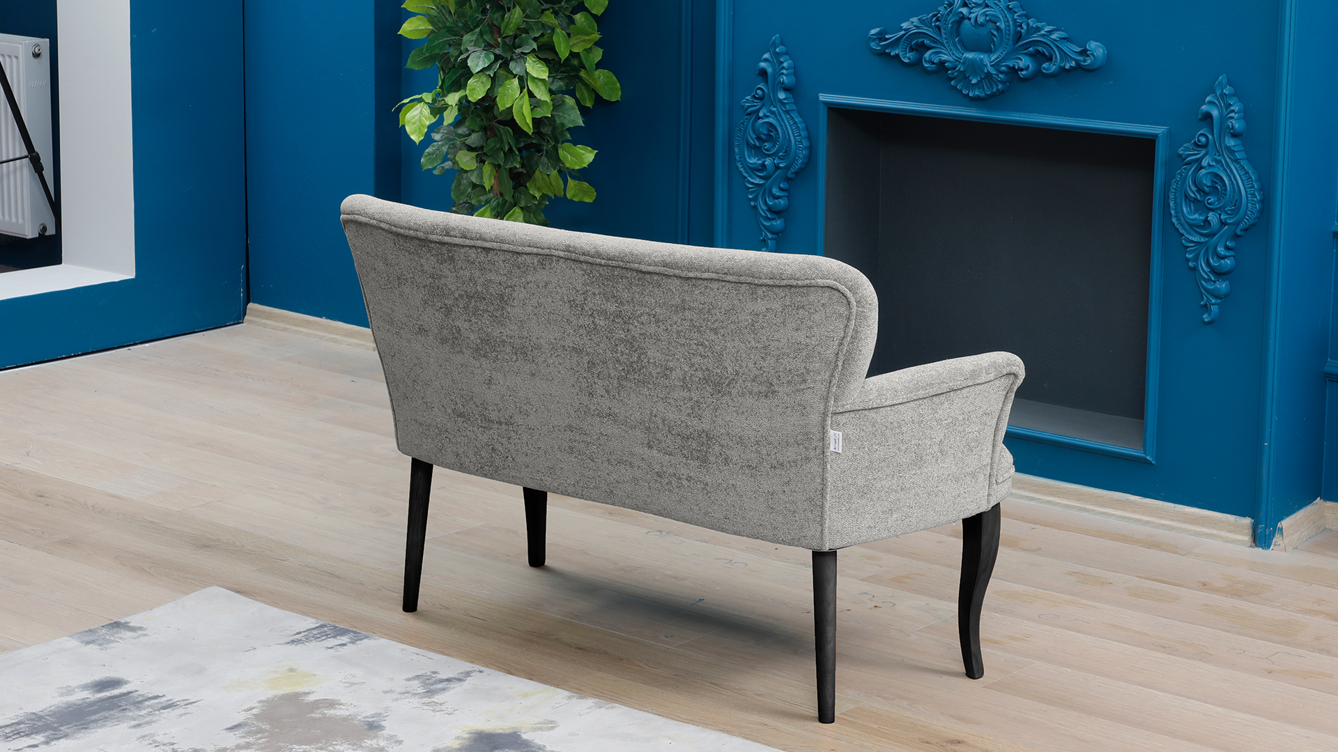 Paris Kollu İkili Koltuk Teddy Bukle Kumaş Ahşap Siyah Ayak Gri